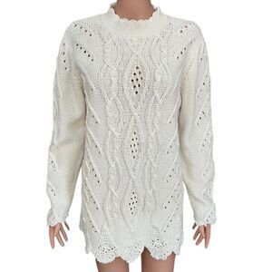 Brownstone Studio Vintage Sweater Faux Pearl Embellished Mock Neck Pullover Sz L